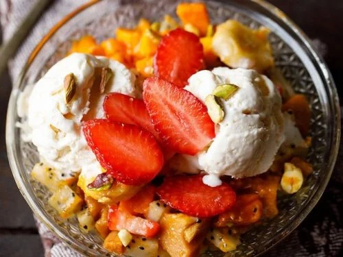 Fruit Salad With Ice Cream